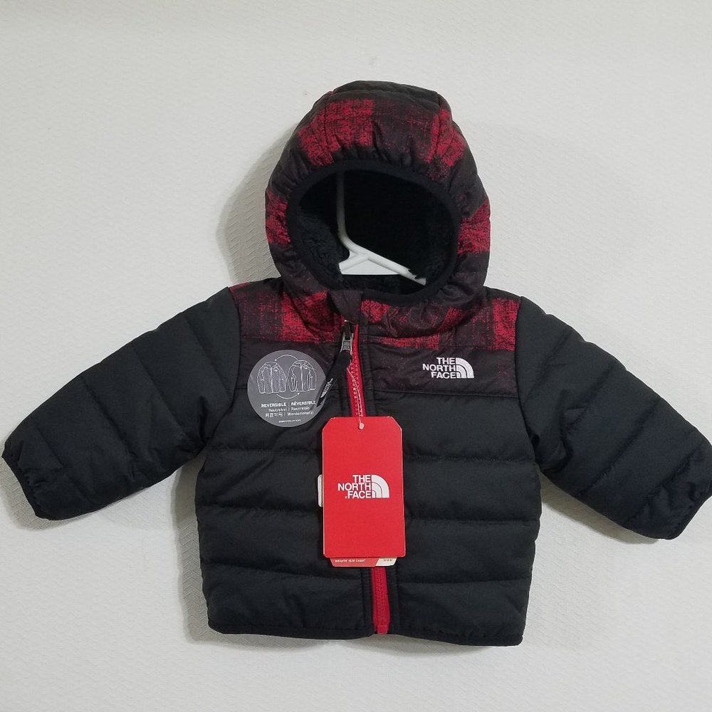 North Face Boys 3-6M Red Plaid Infant Baby Jacket